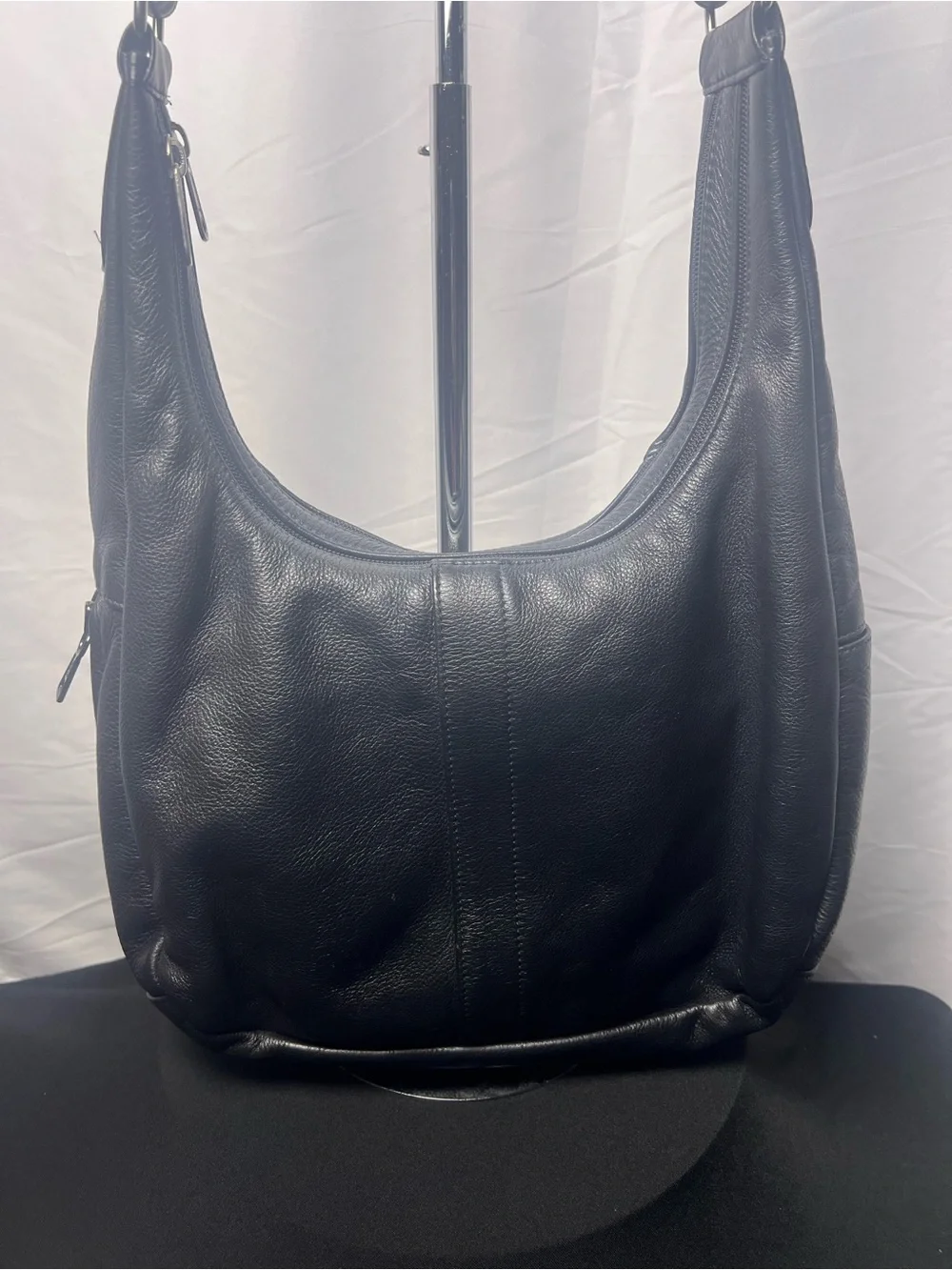 Coronado Leather Black Pebbled Hobo CCW Concealed Carry Shoulder Bag No Key